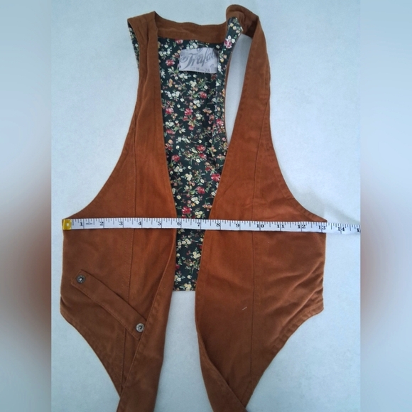 Zara/ Brown Vegan Suede/ Floral Lining Vest/ Size US M - Picture 11 of 13